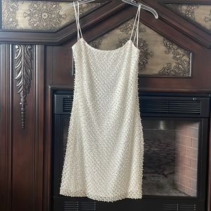 Pearl Embellished White Dress